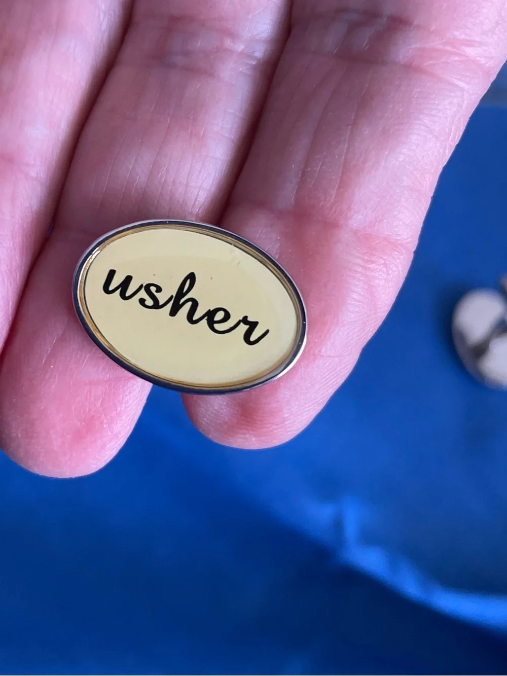 'Usher' Engraved Ivory Enamel Cufflinks, set of 2